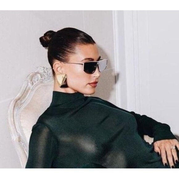 NEW SAINT LAURENT SL605 LUNA 003 SHIELD  SILVER SUNGLASSES SAINT LAURENT SL 605 - Picture 4 of 11